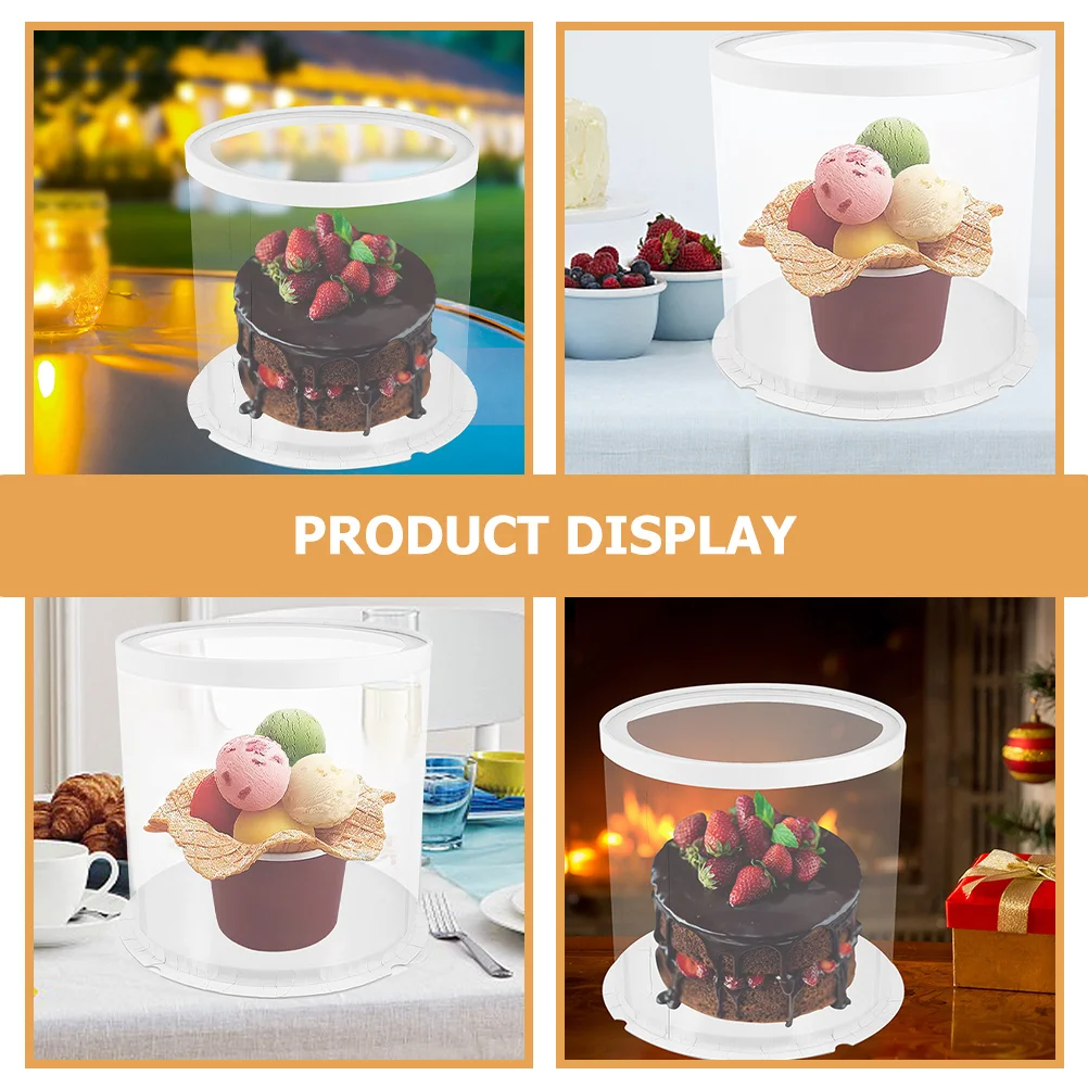 

5Pcs Cake Boxes Round Dome Lid Lightweight Pet Paper Packaging Box for Cake Cupcake Dessert Party Display Container