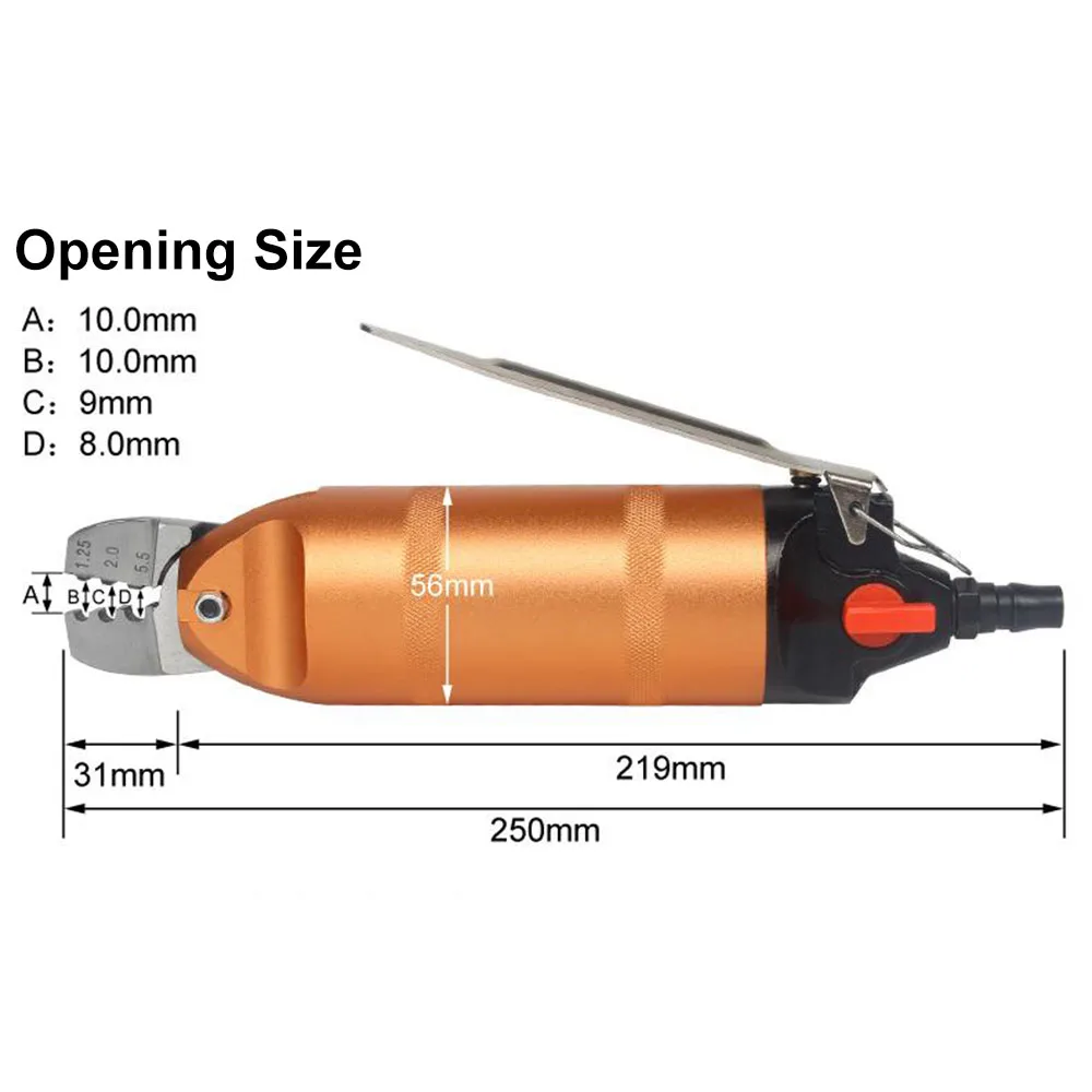 Pinza a crimpare terminale pneumatico 1.25-2.0-5.5mm Pinza a crimpare ad aria Manico in alluminio Morsetto in acciaio per cesoia per filo di ferro rame