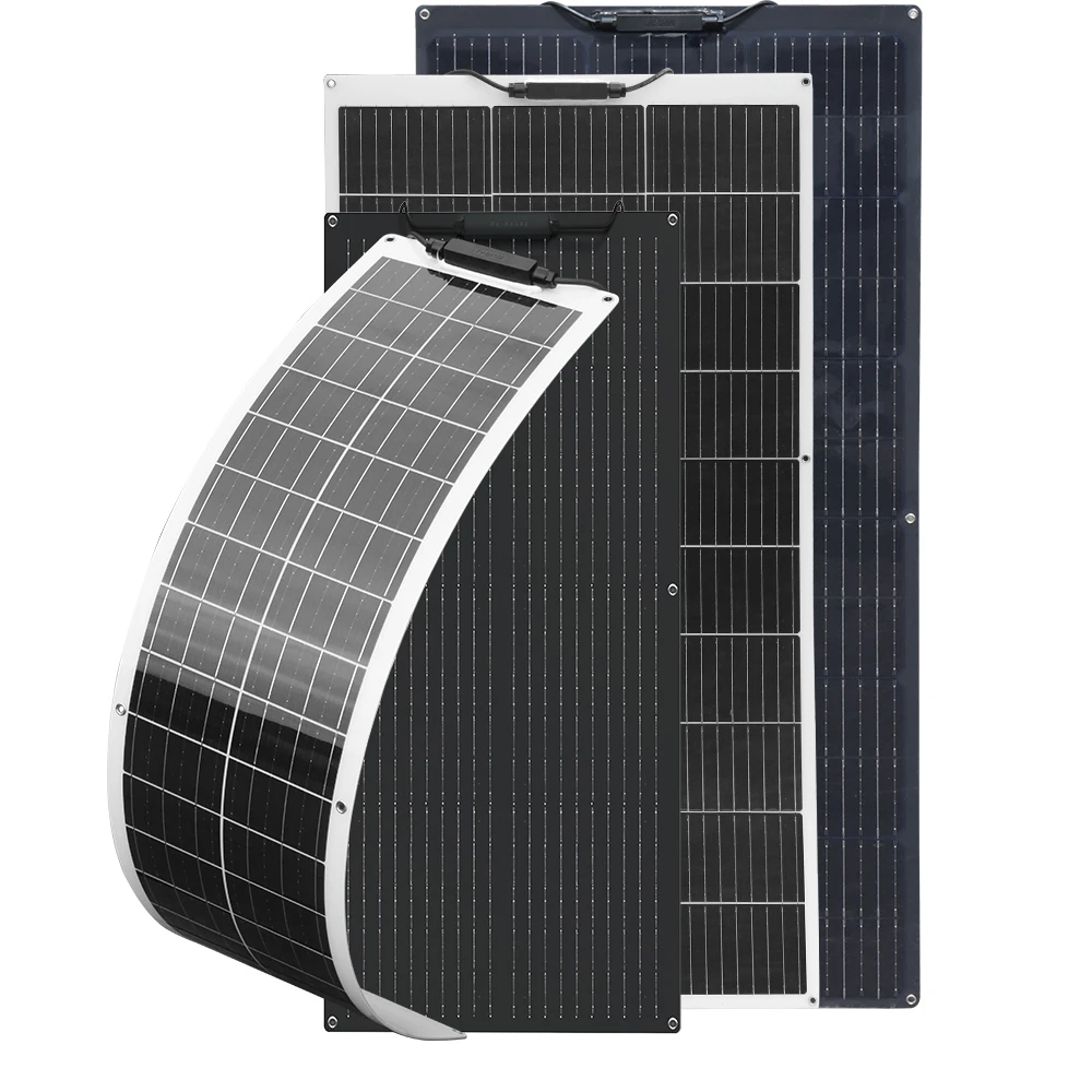 Flexible Solar Panel Monocrystalline 150W 120W 100W 50W Lightweight with PV Adapter for 12V Battery Charging RV Marine Boat