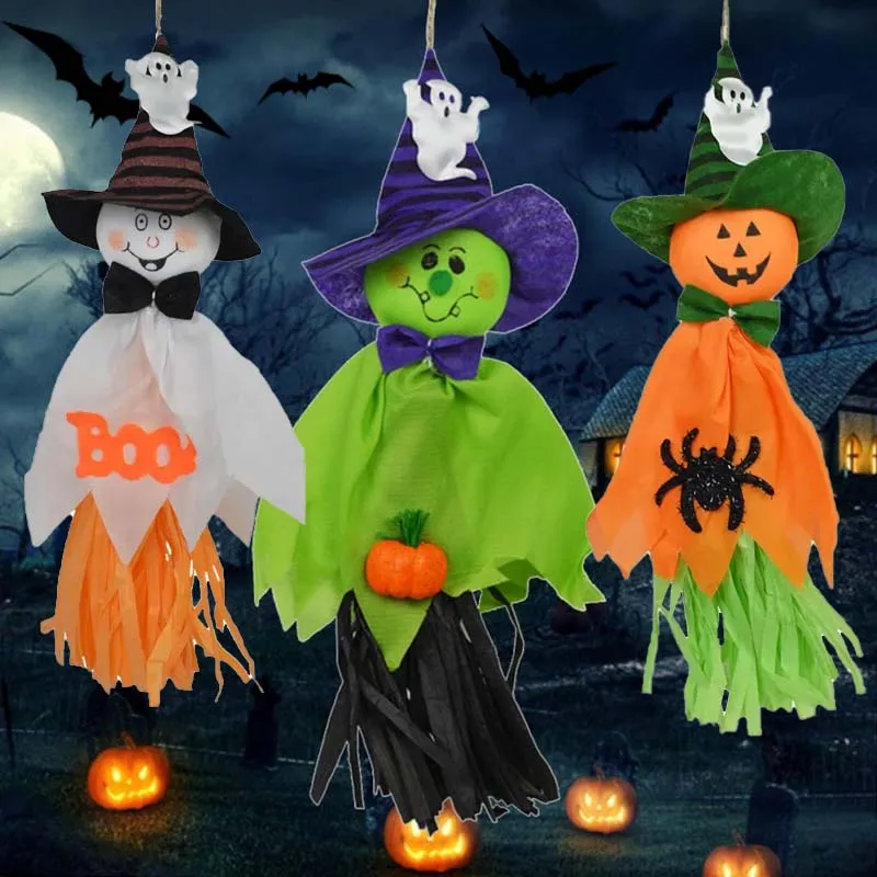 

1-18PCS Halloween Decorations Ghost Streamers Pumpkin Hanging Ornaments for Hotel Kindergarten Haunted House Party Scary Props