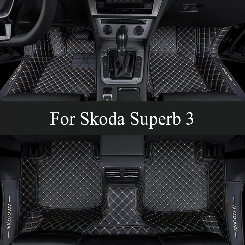 

Custom Made Leather Car Floor Mats For Skoda Superb 3 2016 2017 2018 2019 2020 2021 Carpets Rugs Foot Pads trunk mat