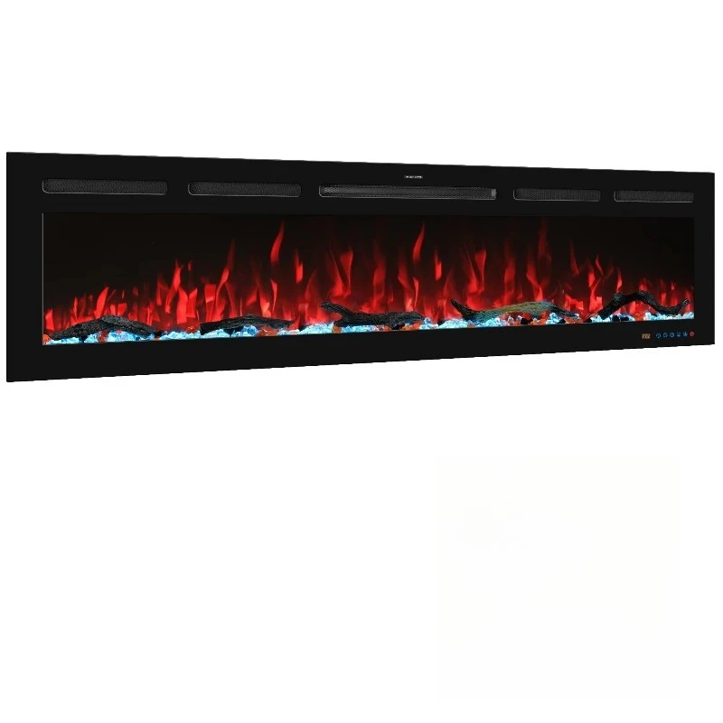 

Wall-mounted and embedded electric fireplaces, multi-flame and log bed color intelligent application control