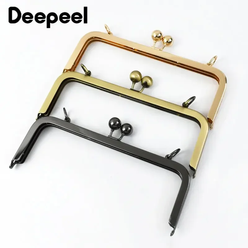 Deepeel-Cadre de sac à main carré en métal, fermoir baiser, tête de perle, bouche, sac à main doré, accessoires de quincaillerie bricolage,