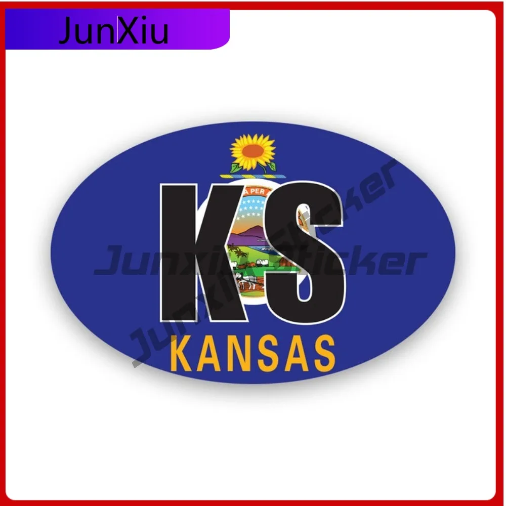 

Kansas Flag Oval Fade Resistant Weather Resistant Funny For Car Body Rear Windshield Bumper Easy To Remove Self Adhesive