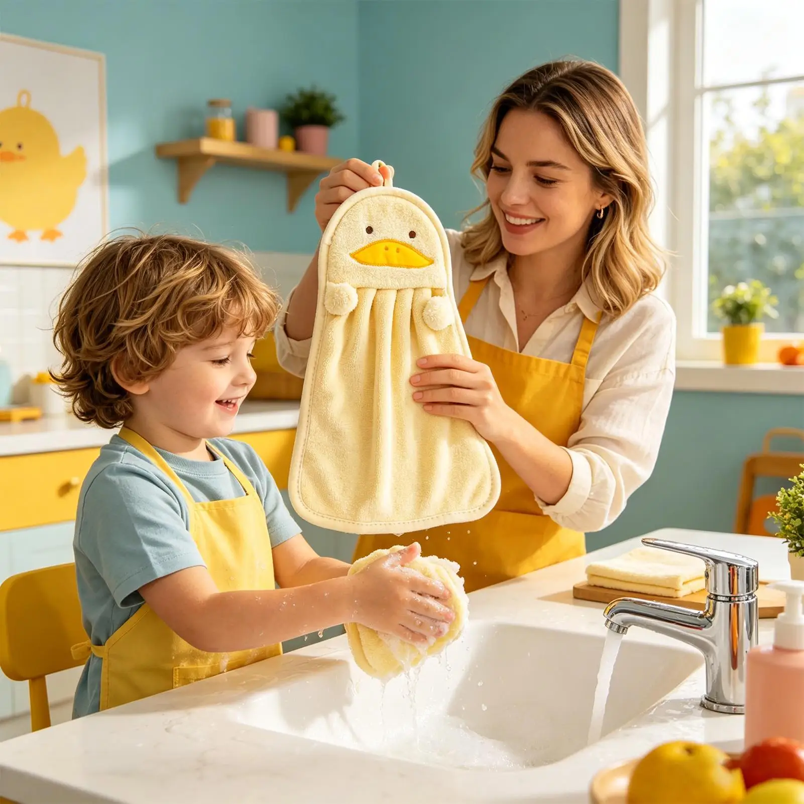 Animal Pattern Hand Towels, Cute Hand Towels, Hanging Absorbent Lint-Free Small Square Towels,Quick-Drying, Multi-Purpose