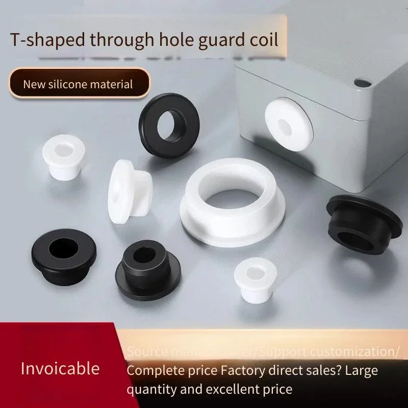 Soft Silicone Rubber Guard Coil through Hole Hollow Hole Plug Temperature Resistant Cable Chassis Protective Sleeve Outlet Ring