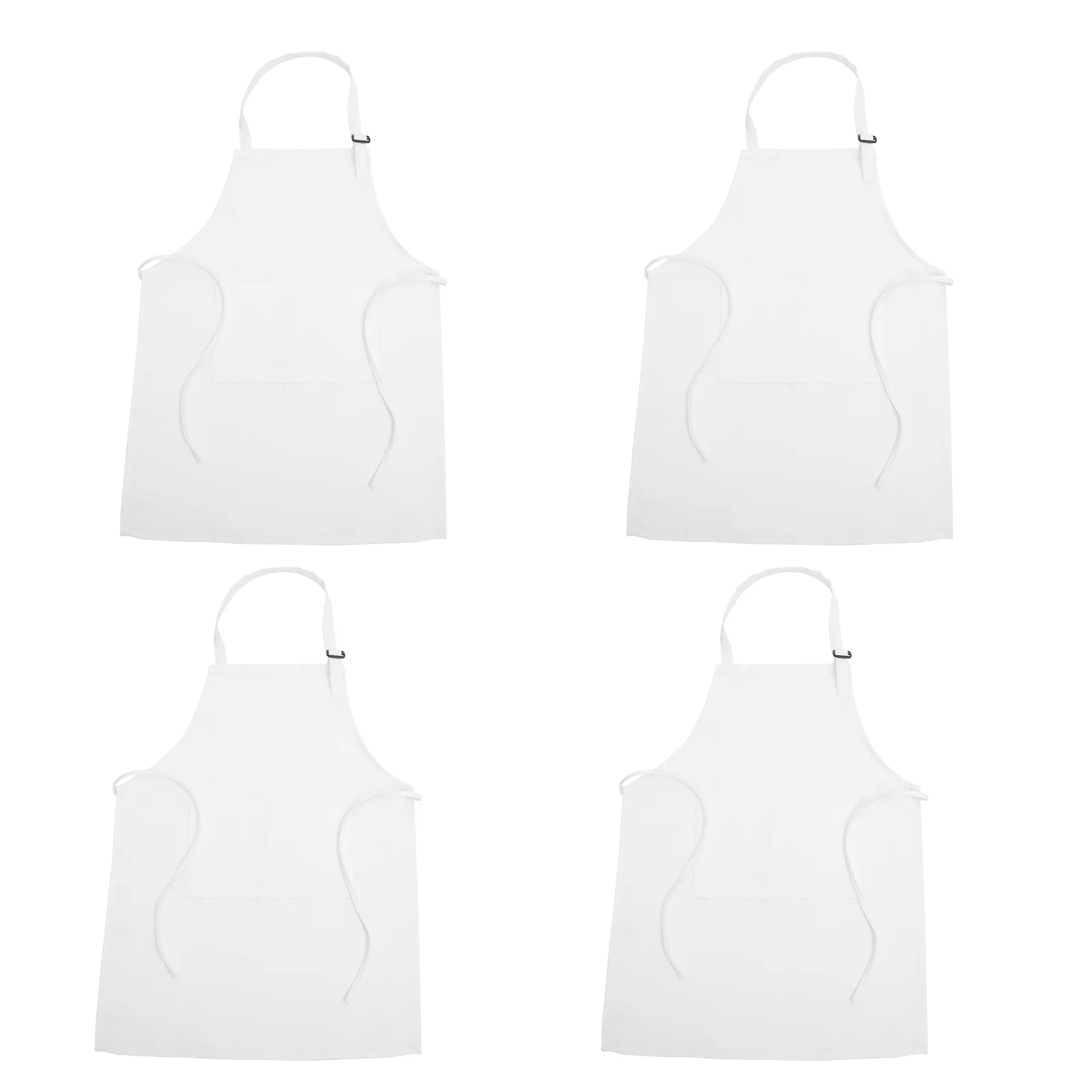 4 Pcs Kindergarten Apron Adjustable Children's 4pcs/pack White M Size Polyester Drawing Lovely Kids Blank Painting Toddler