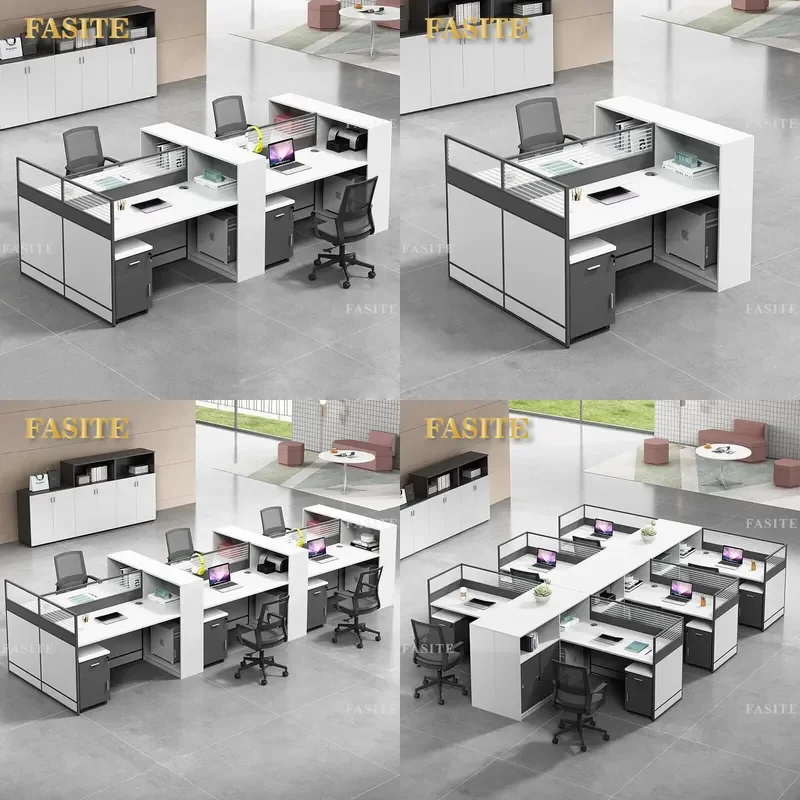 For 2 4 6 Person Office Desk and Chair Set Modern Simple Computer Workstation with Screen Partition Staff Seating Furniture