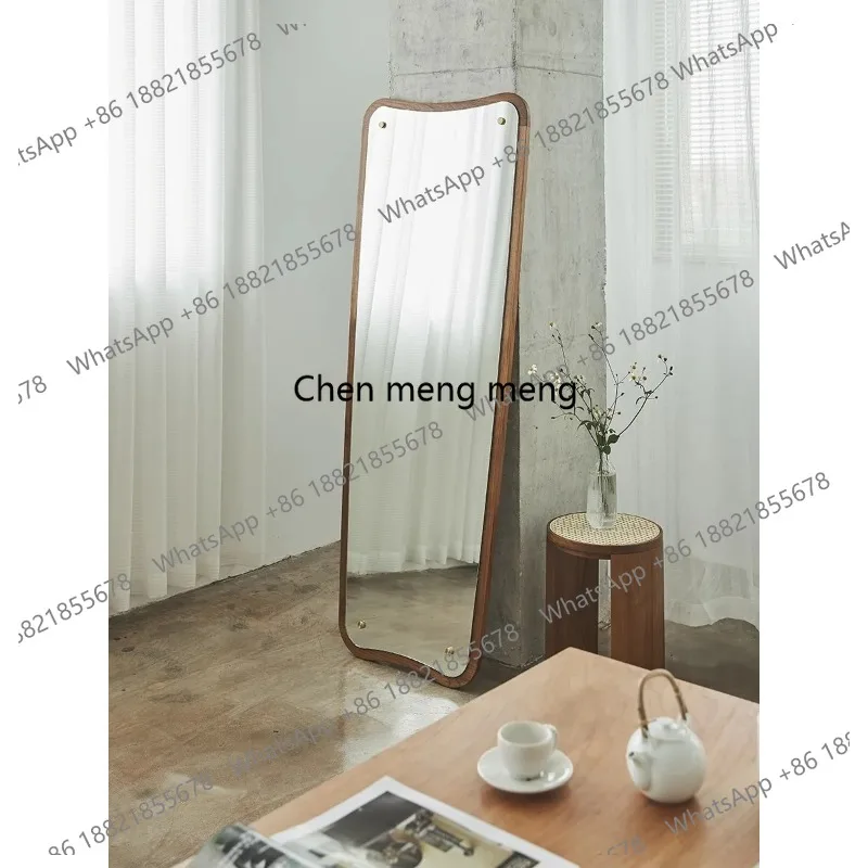 French Style retro Design Cherry Solid Wood High Definition Wall-mounted Mirror Bedroom Landing Change Clothes Full-Body Mirror
