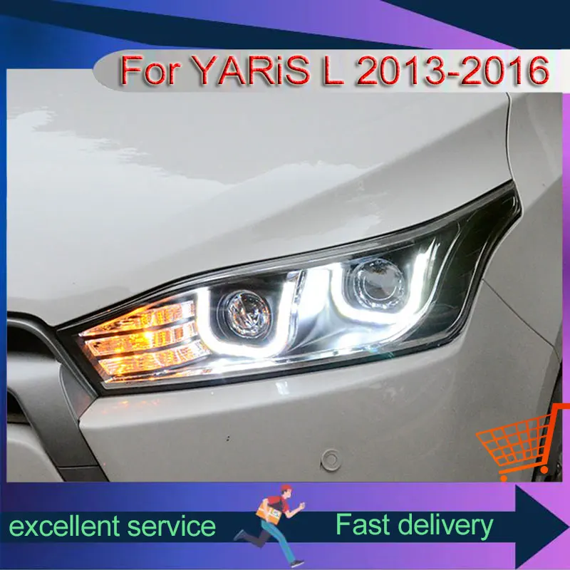 Car Styling For Toyota 2013-2016 Yaris L Headlight Upgrade DRL Xenon Front Lamp LED Turn Signals Projector Lens Auto Accessories