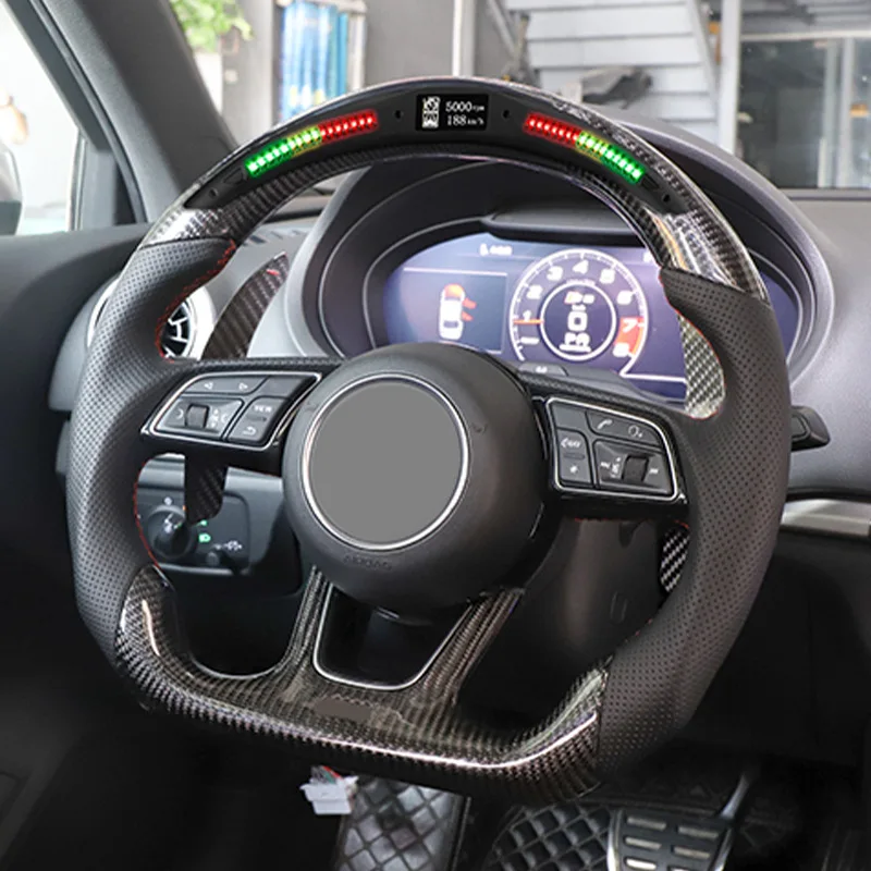 Best customized steering wheel for audis A1 A2 A3 A4L A5 B8 B8.5 B9 modified R8/TT RS carbon Fiber led racing steering wheel