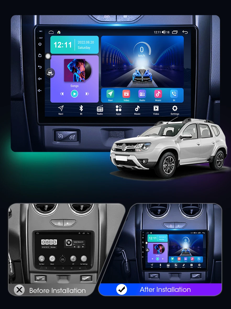 Android13 Qualcomm For Renault Duster 2015 2016 2017 2018 2019 2020 Lada Largus 2021 Multimedia Car Navigation Autoradio No DVD