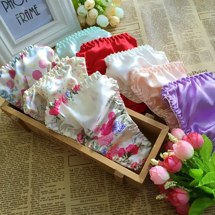 10pcs/lot Fancy mulberry silk triangle female thong panties female pajama pants silk female panties