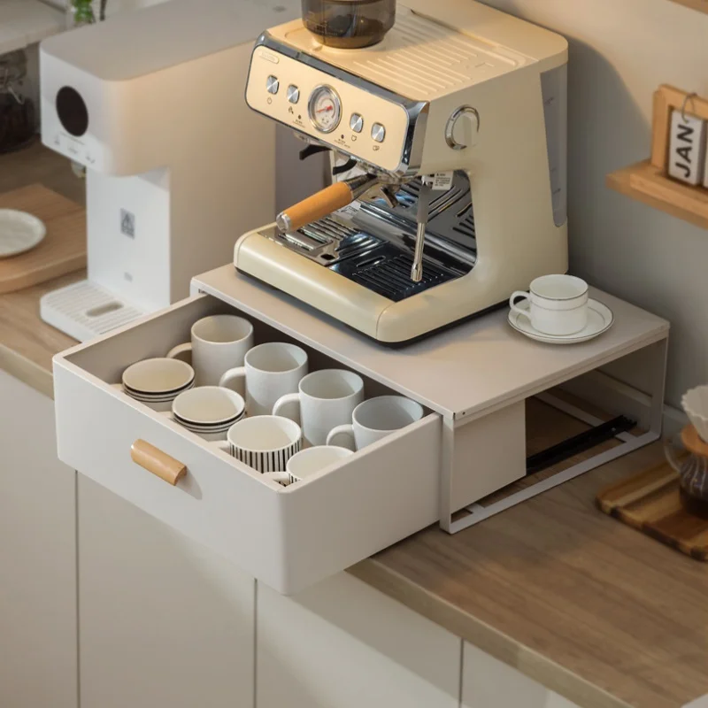 

Household Tea Set Storage Organizer Box Table Dust Cup Storage Rack Capsule Drawer Storage Stand Coffee Machine Metal Base Stand