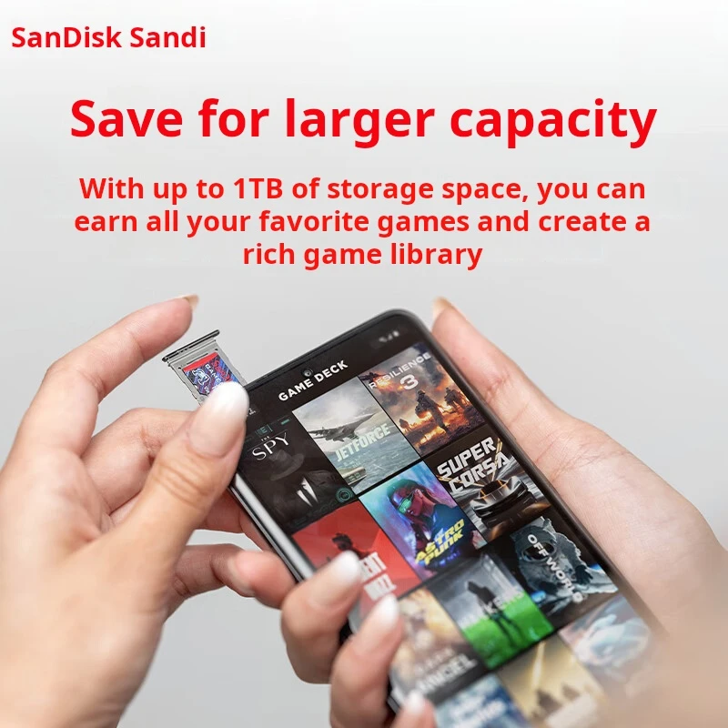 SanDisk 1TB TF (MicroSD) Memory Card, A2 U3 V30 4K,  Read Speed 190MB/s, Dedicated for Game Consoles & Handheld Game Devices