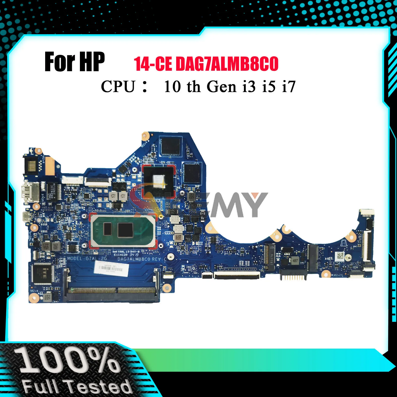 

DAG7ALMB8C0 For HP Pavilion 14-CE Laptop Motherboard With i3 i5 10th Gen CPU MX250 2GB GPU L67082-601 100% Fully Tested