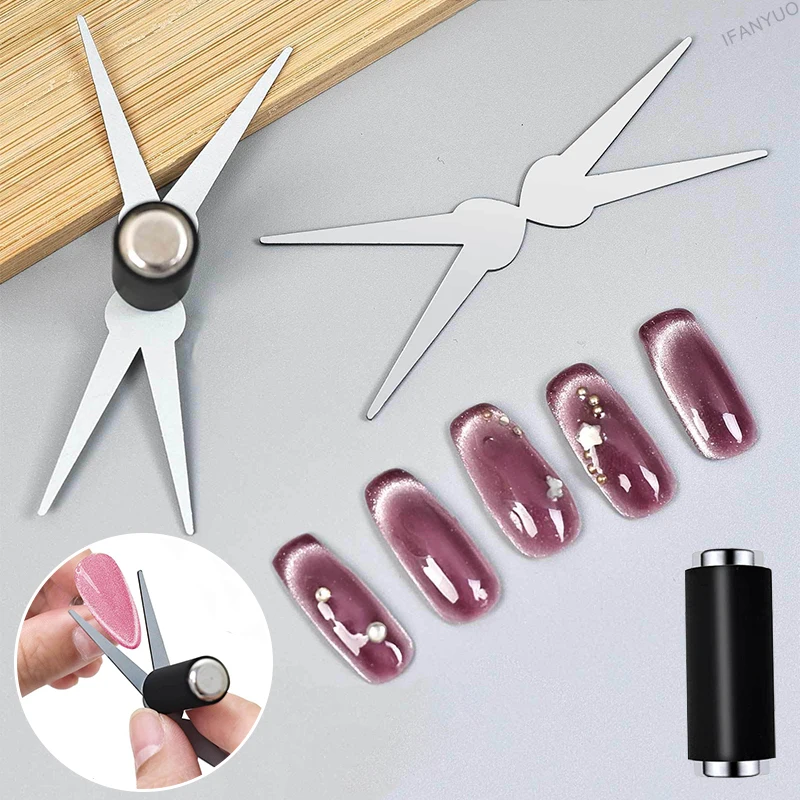

Double Head French Cat Eye Nail Magnet Set Big Y-shaped Clip 2 in 1 Magnetic Stick DIY Manicure Gel Polishing Magnet Combination