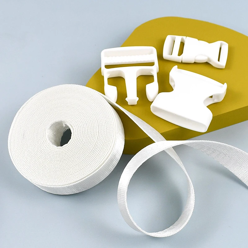 

20/25/32/38mm Bag Strap Fastener 1-5Sets White Nylon Webbing Tape Plastic Release Buckle Adapter Belt Adjust Closure Clip Clasp