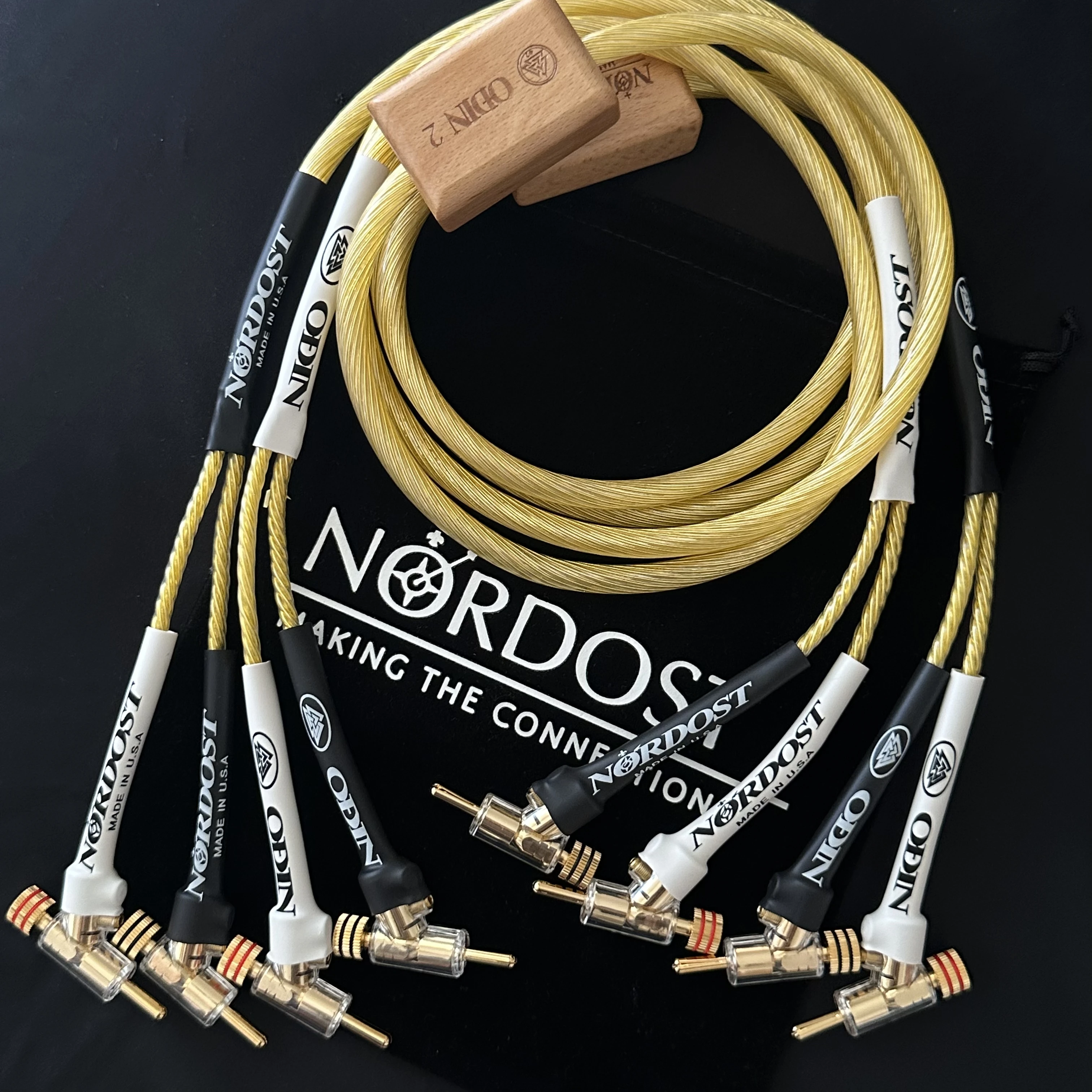 Nordost Odin 2 Gold Speaker Cable Sterling Silver audiophile Loudspeaker amplifier Wire with gold Plated Gun Banana Plug 1 pair