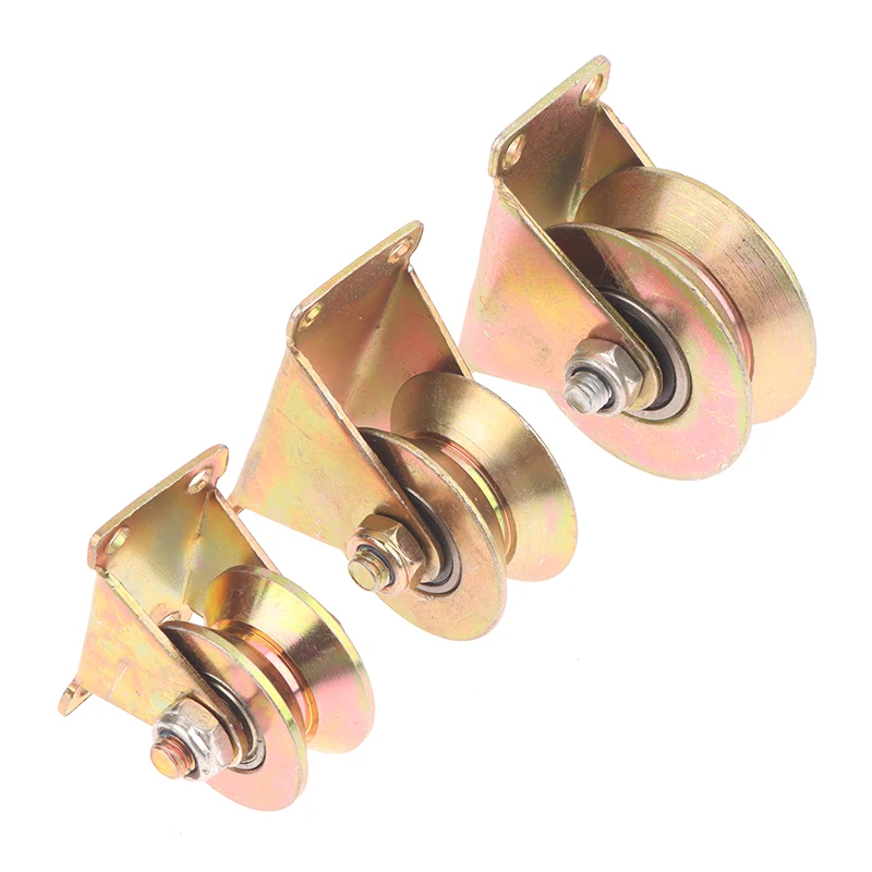 1 Piece U/V Shaped Home Hardware Rigid Caster Track Wheel Bearing Pulley Plating Color Steel Sliding Door Rollers