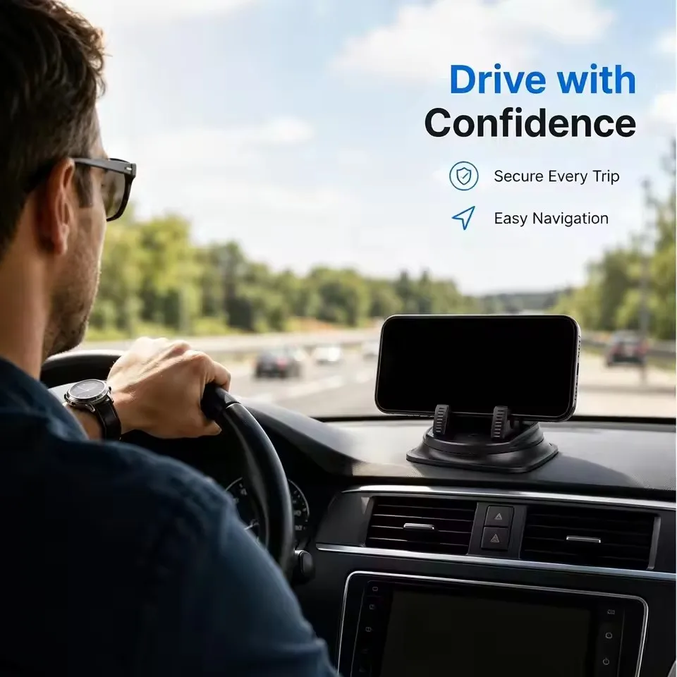 360° Degree Car Mobile Phone Mount Anti Slip Silicone Dashboard Phone Holder Free Rotation Universal Head-Up Navigation Holder view 5