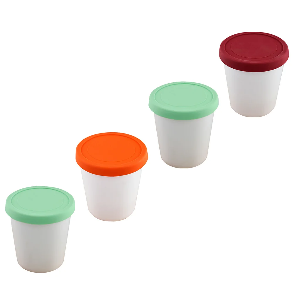 

Ice Cream Cup Containers Freezer Cups Reusable for Portion Silicone Food with Lids