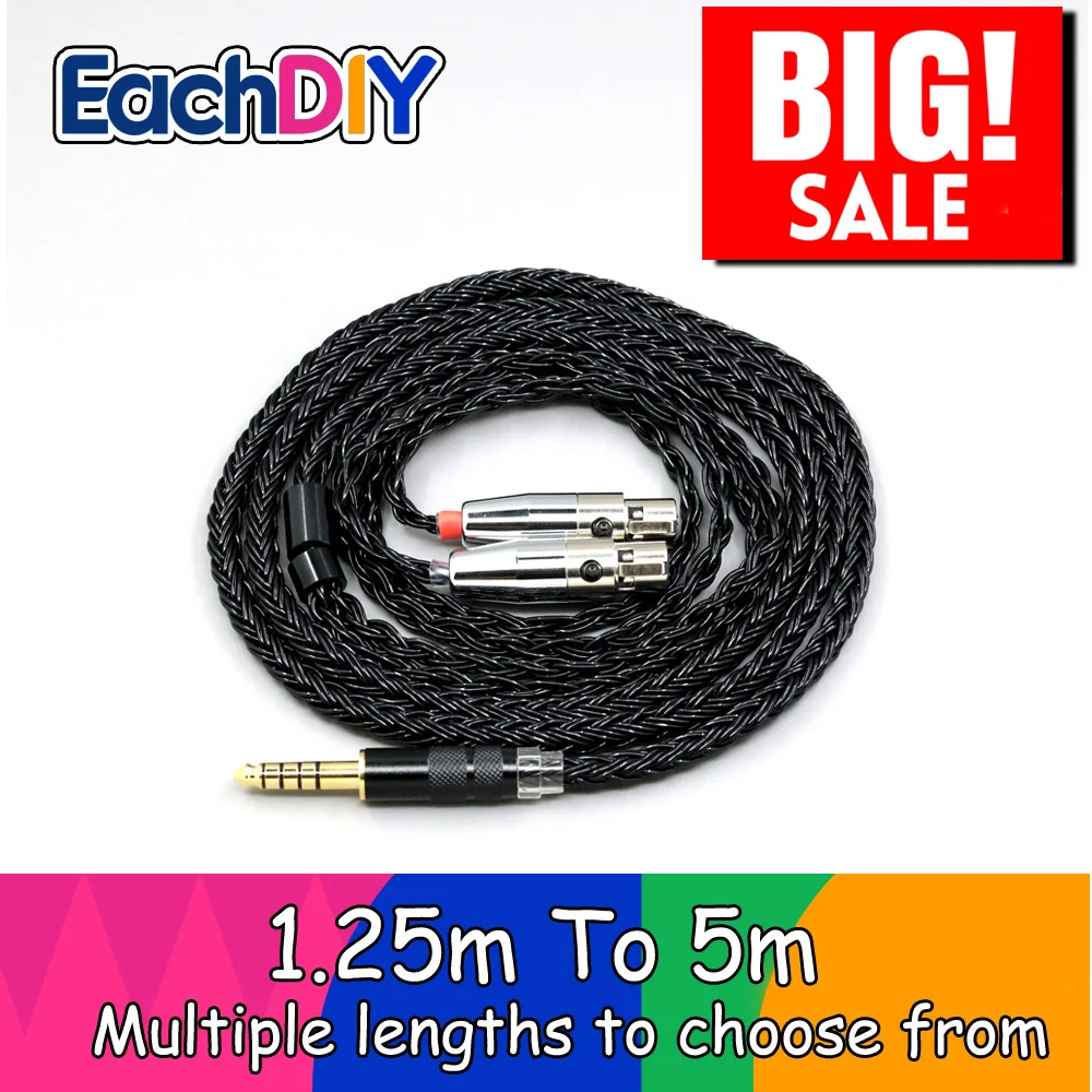 Cable de auriculares trenzado negro de 16 núcleos para Audeze LCD-4z LCD-MX4 LCD-GX LCD-3 LCD-2 LCD-X LCD-XC lcd auriculares LN008870