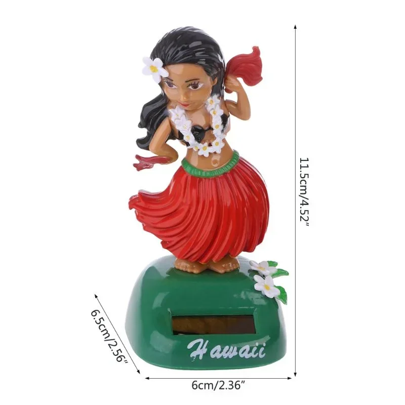 Solar Powered Dancing Hawaii Girl Shaking Head Toys For Table Decoration Cute Swinging Bobblehead For Car Dashboard Decor