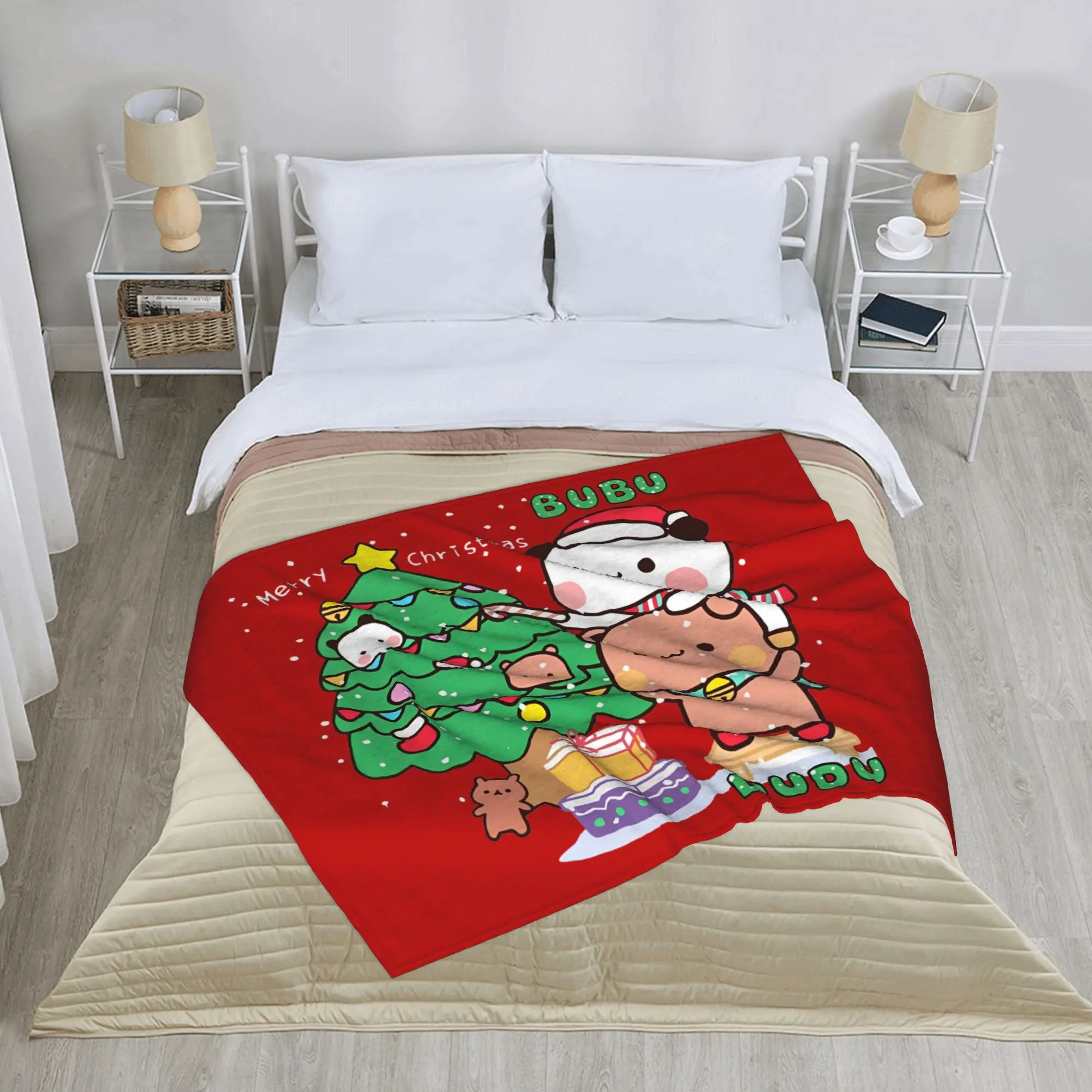 Bubu Dudu Xmas Christmas Blanket Flannel  Autumn/Winter  Ultra-Soft Throw Blanket for Home Plush Thin Quilt