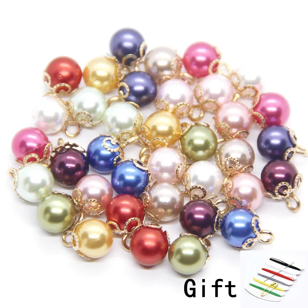 20pcs 10mm Faux Pearl Color Shirt Buttons For Clothing Sewing Decor Vintage Women Child Coat Small DIY Accessories Wholesale