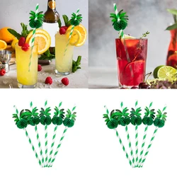 20pc Green Coconut Tree Paper Straws Hawaiian Summer Party Drinking Juice Disposable Straw Aloha Beach Theme Luau Party Supplies