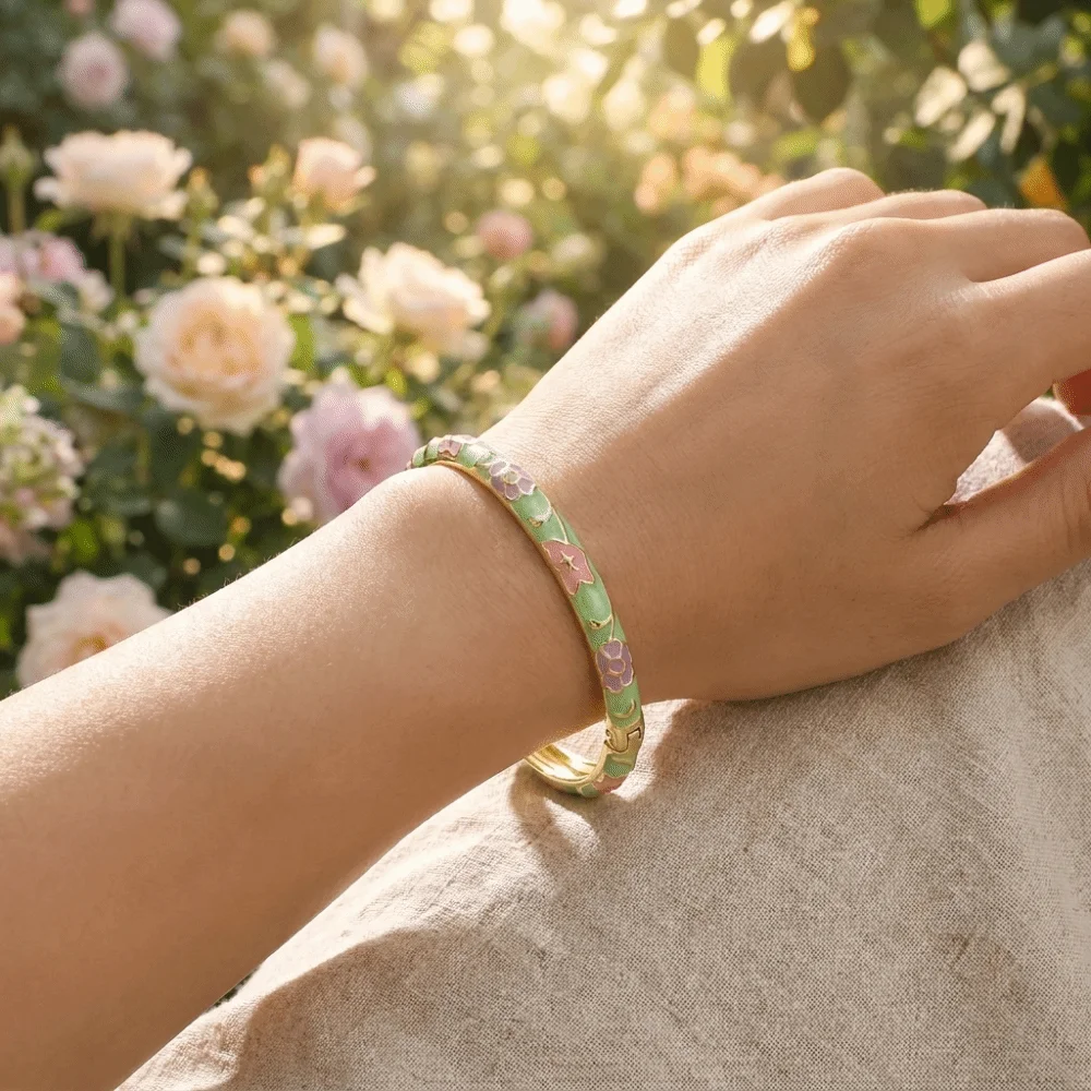 Zinc Alloy Enamel Bracelet Exquisite Closed End Design Oil Drop Bracelet National Style Retro Enamel Dropped Glaze Bangle