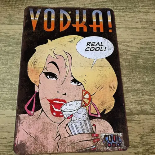 Vodka Real Cool Vintage Liquor Ad 8x12 Metal Wall Bar Sign sign