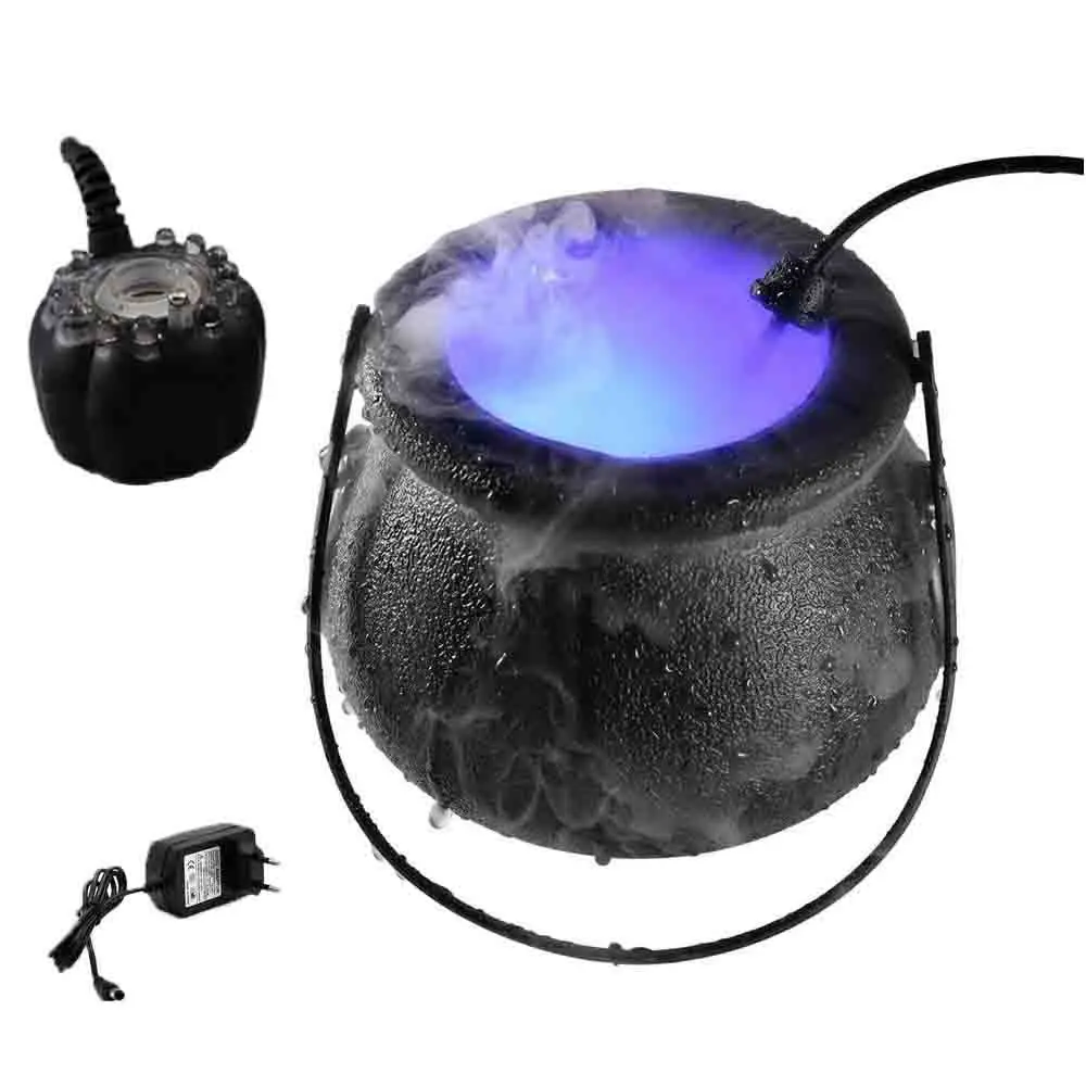 12LED Halloween Witch Barrel Pumpkin Smoke Machine Witch Barrel Fogging Head Witch Lamp Discoloration