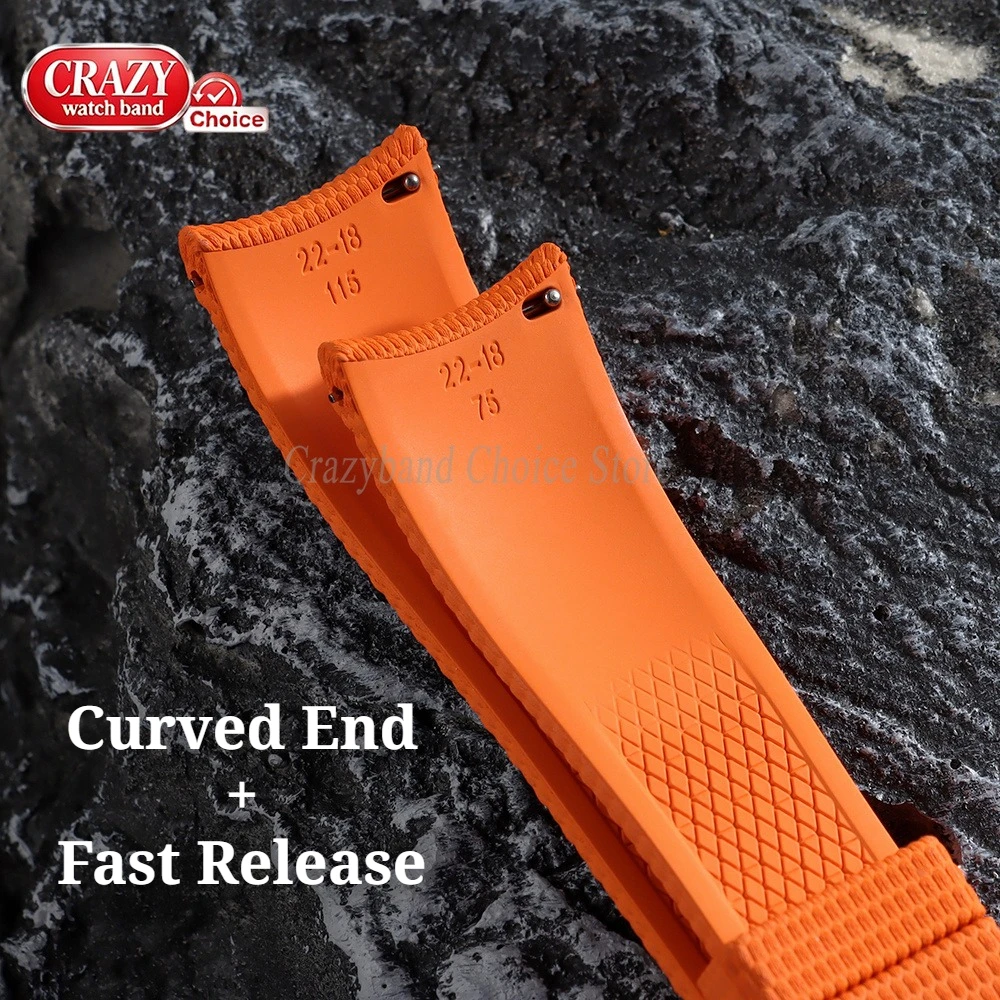 20/21/22mm FKM Rubber Straps Quick Release Universal Sport Bracelet Waterproof Brown Watch Band for Longines for Omega for Seiko view 2