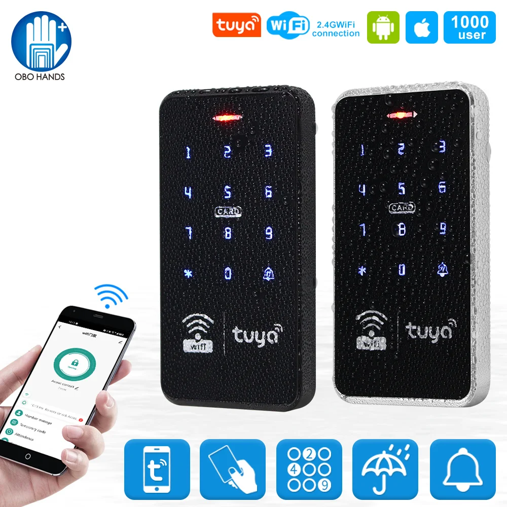 

IP68 Waterproof Access Control Keypad Wifi Tuya RFID Keyboard 13.56MHz Card Reader Smart Lock APP Remote Unlock Alarm System