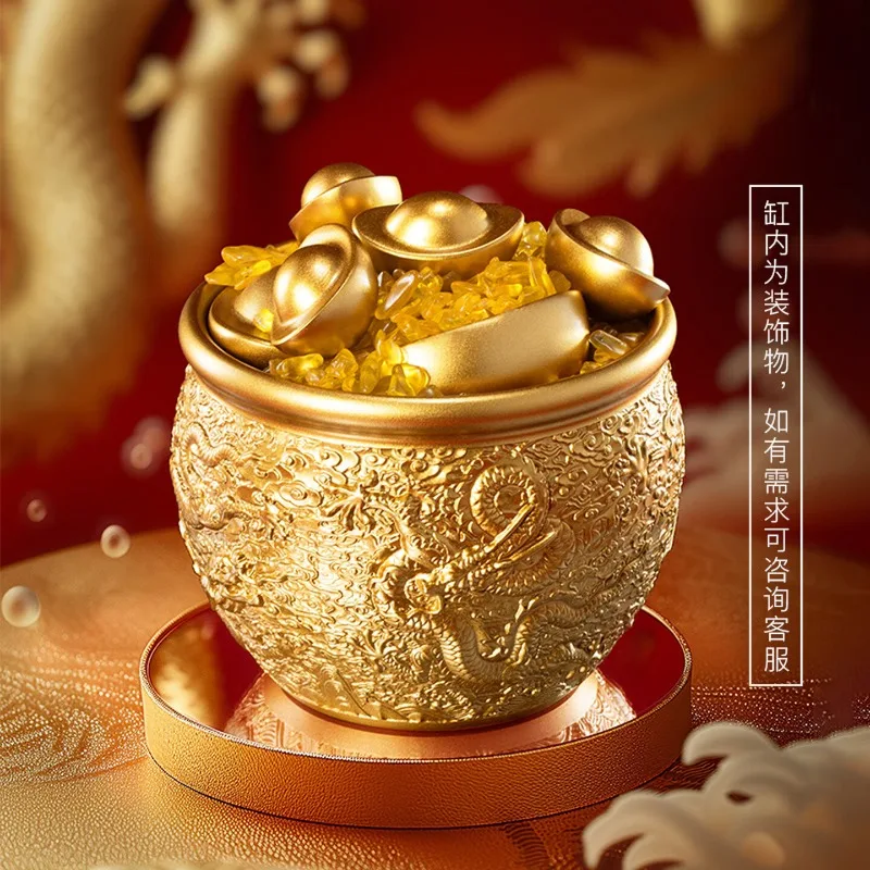 Zhu Bingren Copper Four‑Seas‑Wealth Dragon Pot Small Size Without Base Treasure Bowl Home Study Office Housewarming Opening Gift