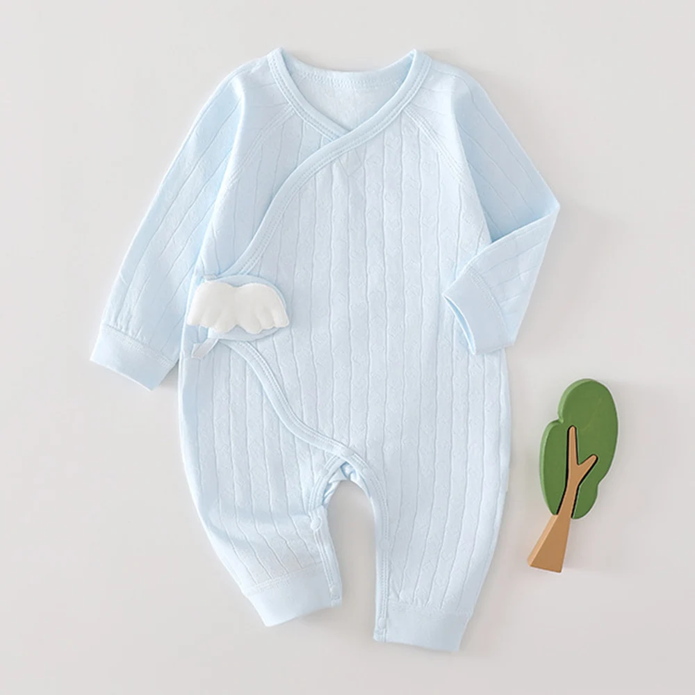 Baby Winter Jumpsuits Solid Color 100% Cotton Spring Autumn Hospital Newborn Clothes 0-6 Months Unisex Baby Rompers For Boy Girl