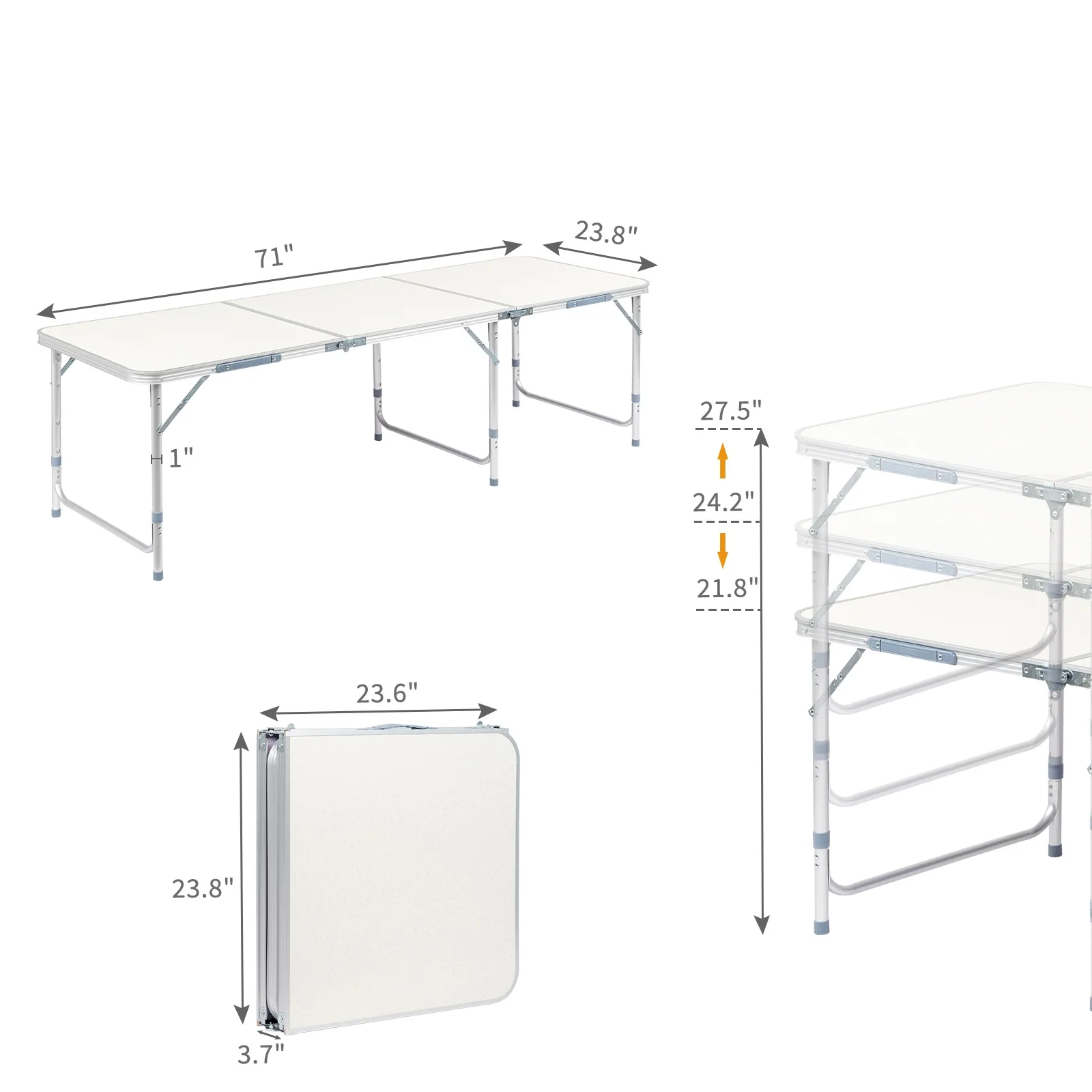 Outdoor-Aluminium-Klapptisch, 91 cm, optional, für Camping, Garten, Terrasse, tragbar