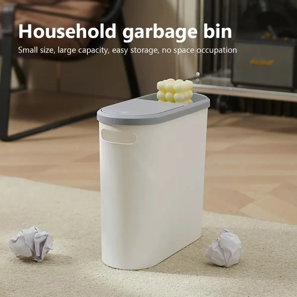 Creative 10L Trash Can Plastic Small Space Rubbish Bin Silent Closed Convenient Home Wastebaskets Small Bathroom Storage