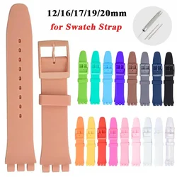 12mm 16mm 17mm 19mm 20mm Rubber Strap for Swatch Watch Strap Colorful Silicone Bracelet Sport Replacement Wrist Band Accessories