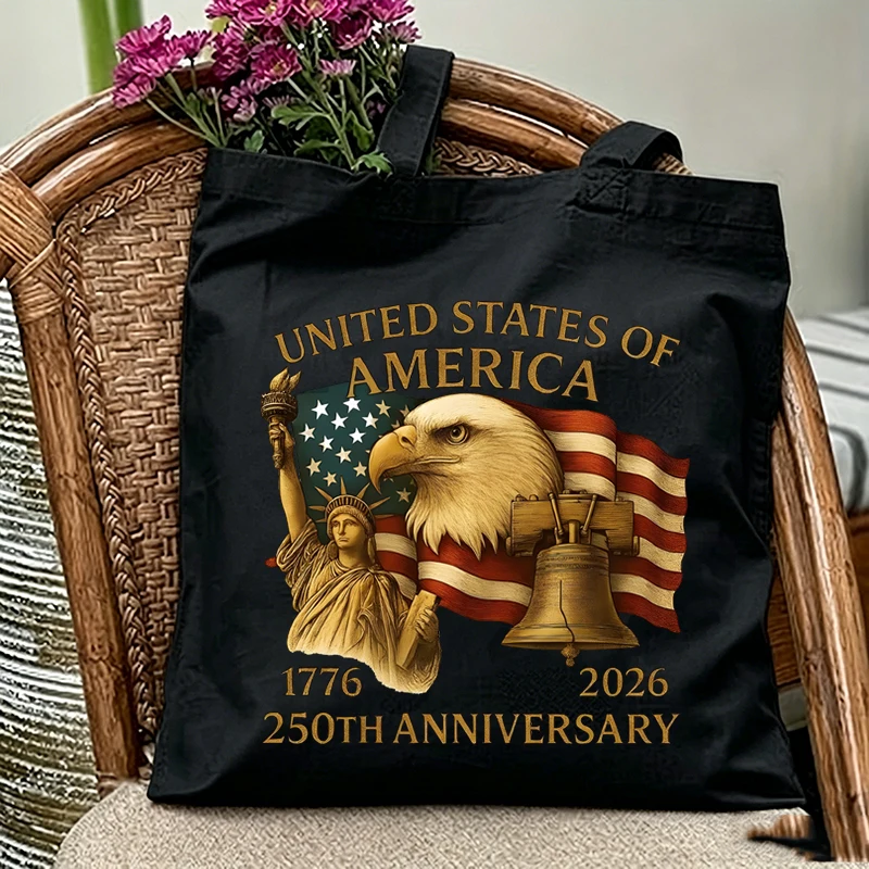 

Сумка-тоут «250 лет свободы» с изображением орла, винтажная, ко Дню независимости США (4 июля), модная холщовая сумка-тоут, мужская и женская сумка через плечо
