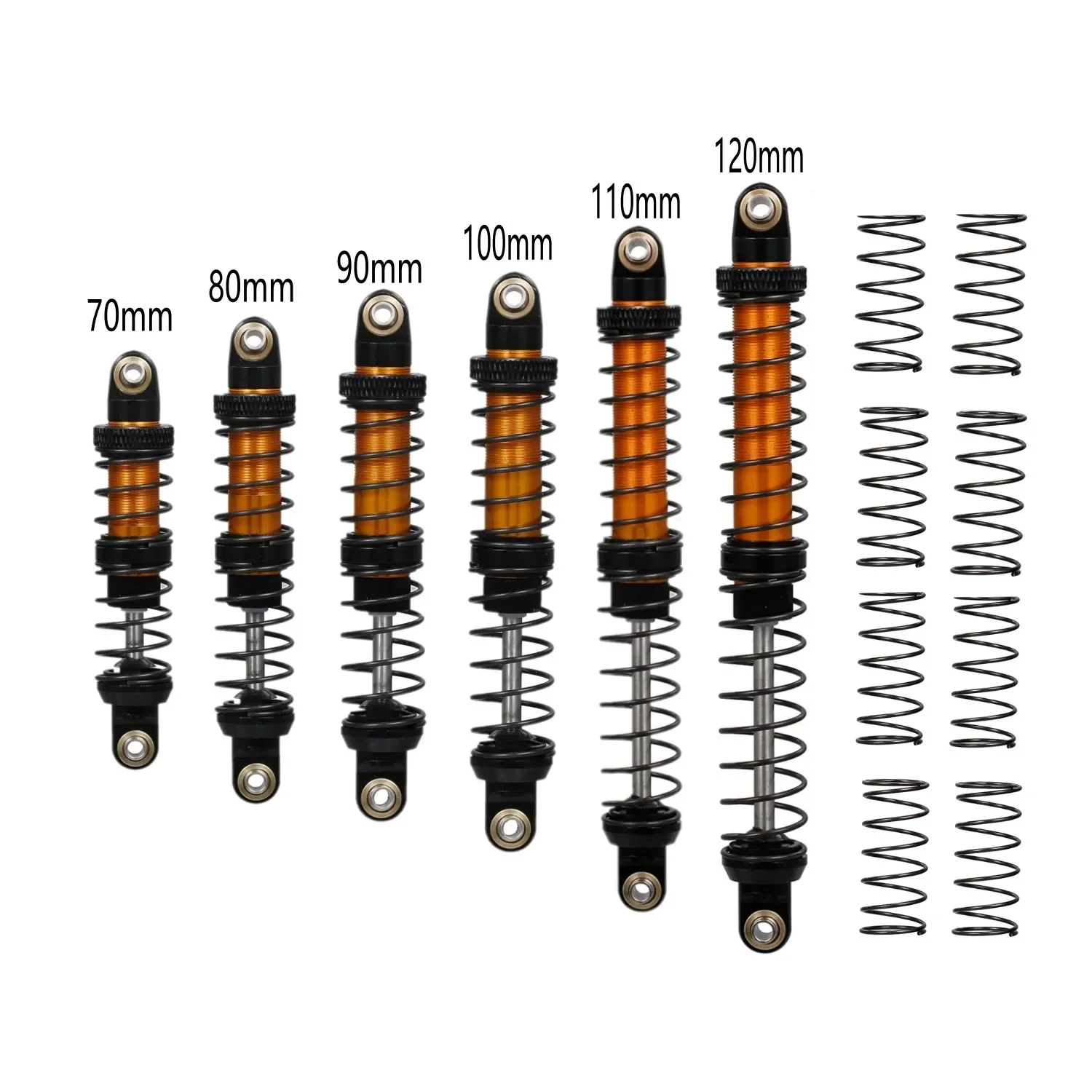 โช้คอัพเหล็กแบบน้ำมันสำหรับรถออฟโรด 4 ชิ้น ขนาด 70 มม. 80 มม. 90 มม. 100 มม. 110 มม. 120 มม. สำหรับรถบังคับวิทยุ SCX10 D90 WRAITH TRX-4 90046