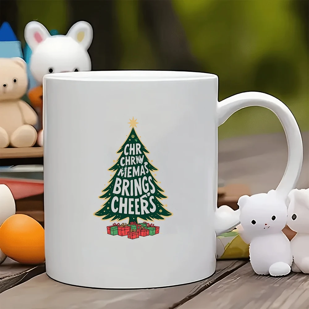 

11oz cartoon Christmas tree sticker mug + creative cup Christmas gift kids cup family office coffee mug