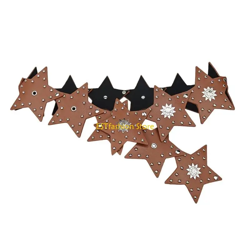 

Y5GC Модный регулируемый пояс из искусственной кожи с заклепками со звездами