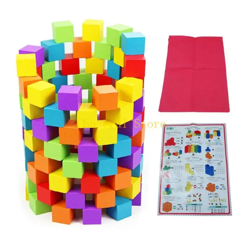 E7CE Educational Wooden Colorful Cube Block Set Set Toy per il bambino elementare