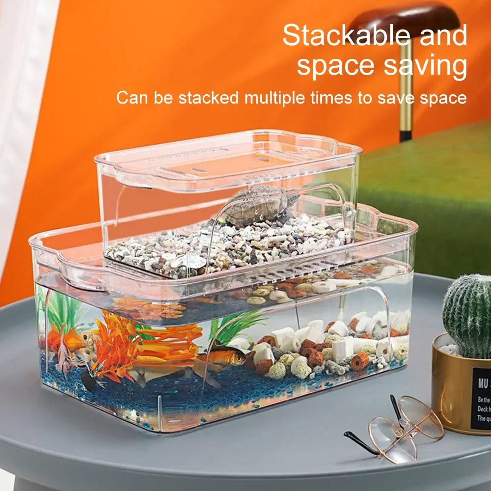 High Quality Transparent Fish Tank Plastic Square Goldfish Tank With Lid Aquariums Table Decoration