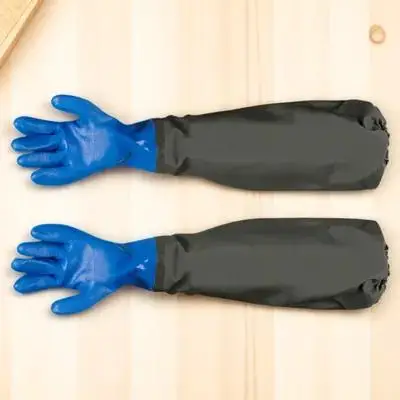 

Aquarium Cleaning Gloves Long Waterproof Rubber Coated Heavy Duty Fish Tank Gloves for Water Work Heat Resistant Ponds