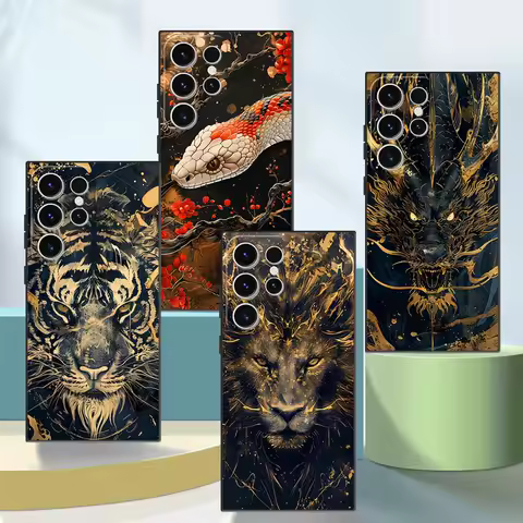 Case for Samsung Galaxy S24 Ultra S25 Plus S23 5G S22 FE S21 S20 S25+ S24+ S23+ Funda Phone Cover Cool Animal Tiger Lion