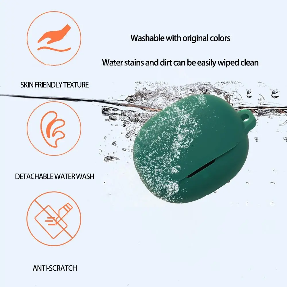 Anti-fall Earphone Case with Keyring Dustproof Earbuds Cover Anti Scratch Silicone for QCY MeloBuds N20 view 5